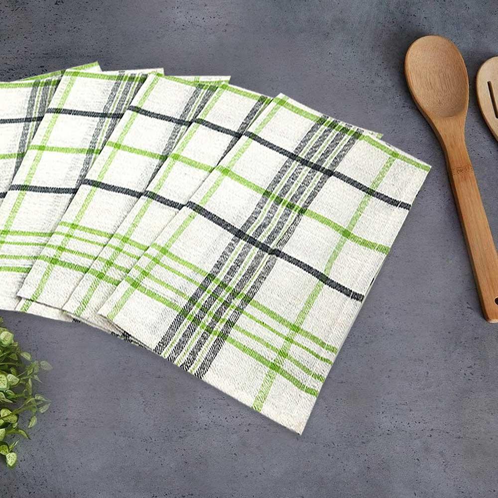 BYFT - Orchard Multi Checkered Tea Towel - Green/White - 6pcs