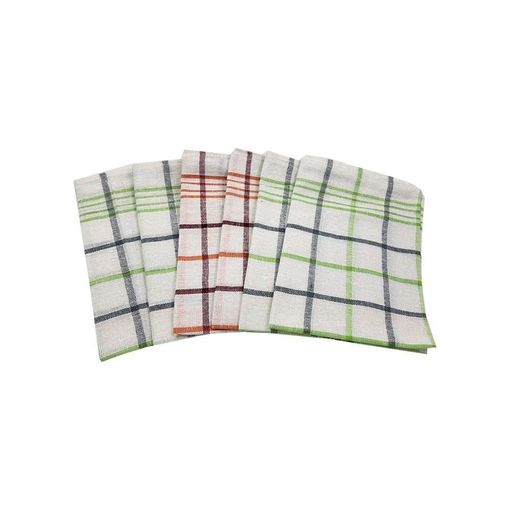 BYFT - Orchard Multi Checkered Tea Towel - Green/Orange - 6pcs