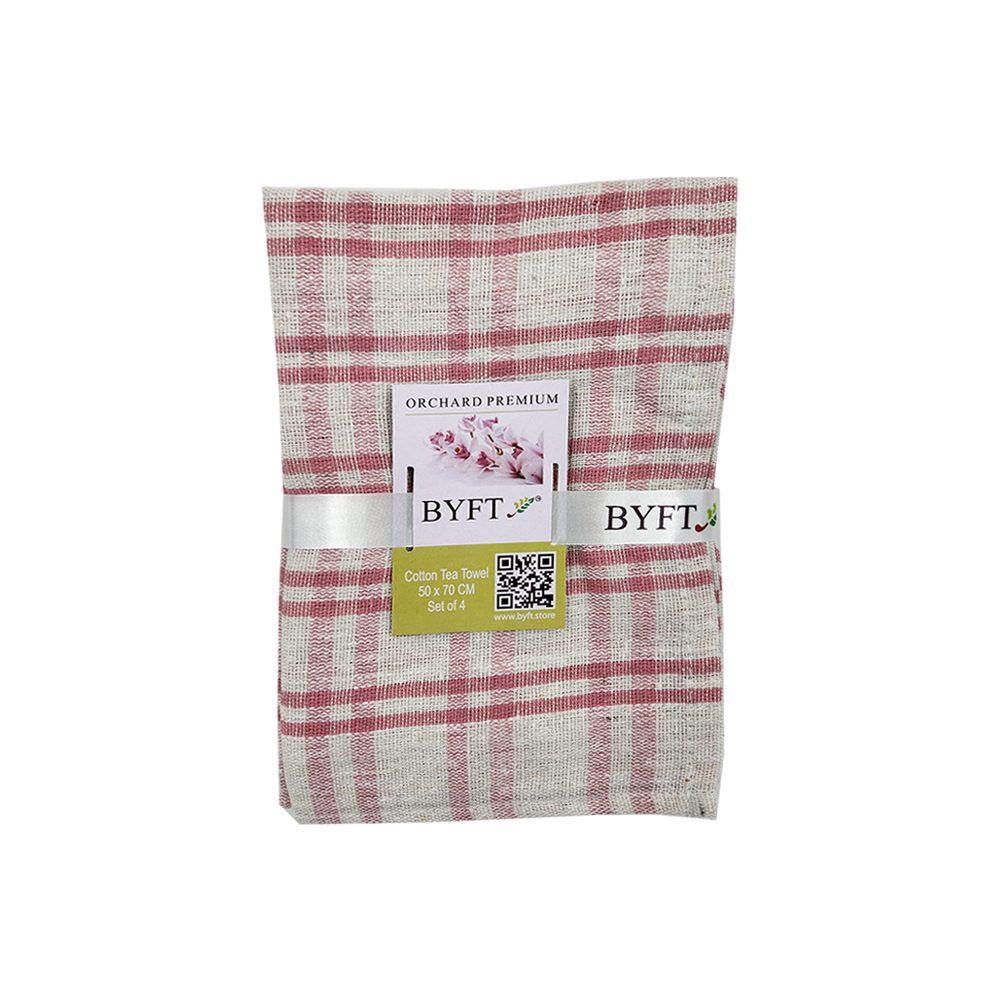 BYFT - Orchard Multi Checkered Tea Towel - Pink/White - 4pcs