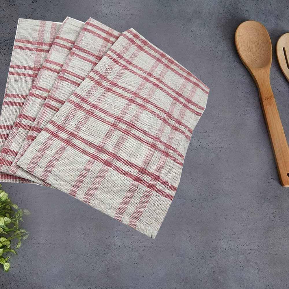 BYFT - Orchard Multi Checkered Tea Towel - Pink/White - 4pcs