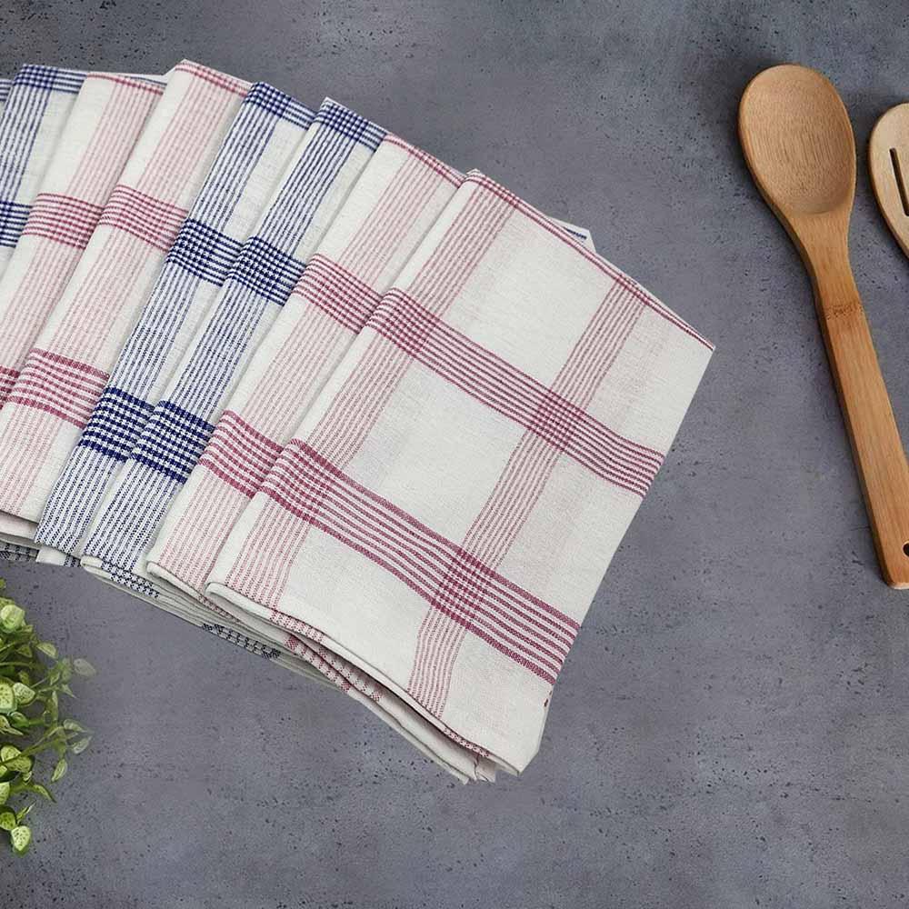 BYFT - Orchard Multi Checkered Tea Towel - Pink/Blue - 8pcs