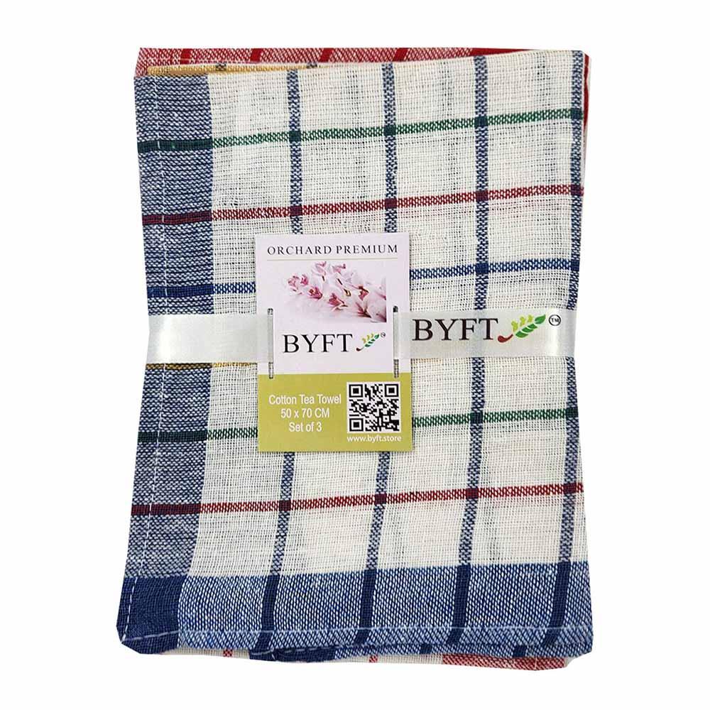 BYFT - Orchard Multi Checkered Tea Towel - Blue/Red - 3pcs