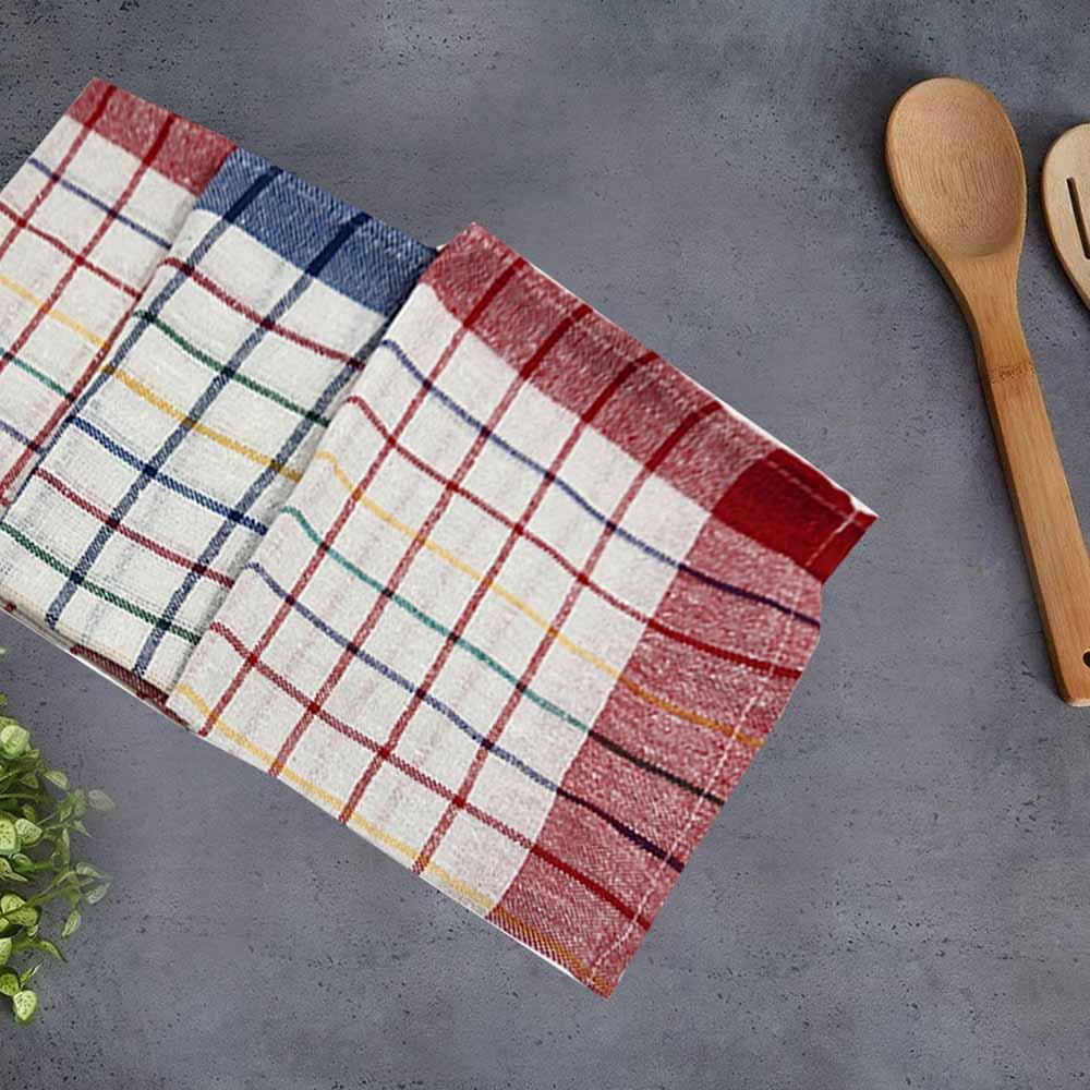 BYFT - Orchard Multi Checkered Tea Towel - Blue/Red - 3pcs