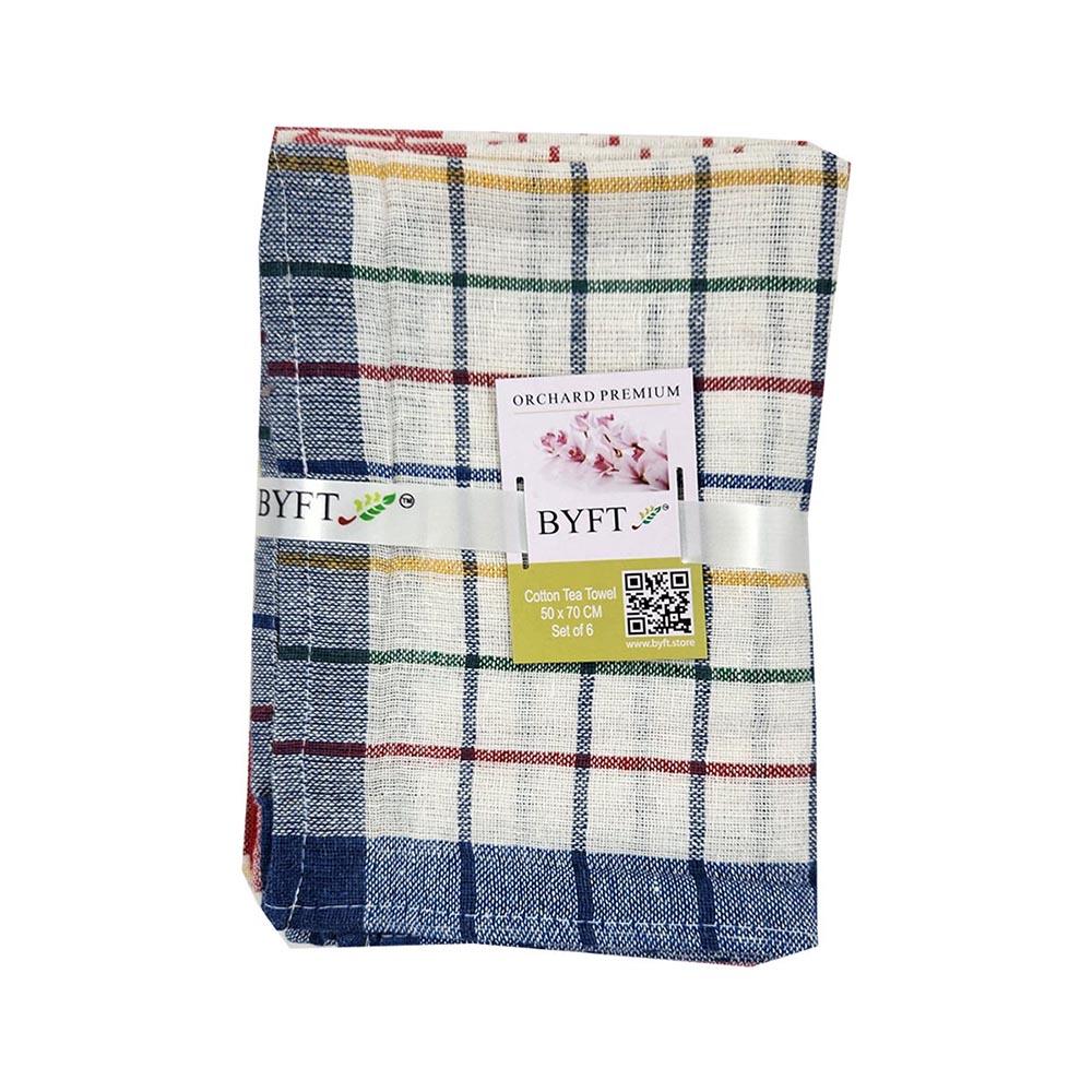 BYFT - Orchard Multi Checkered Tea Towel - Blue/Red - 6pcs