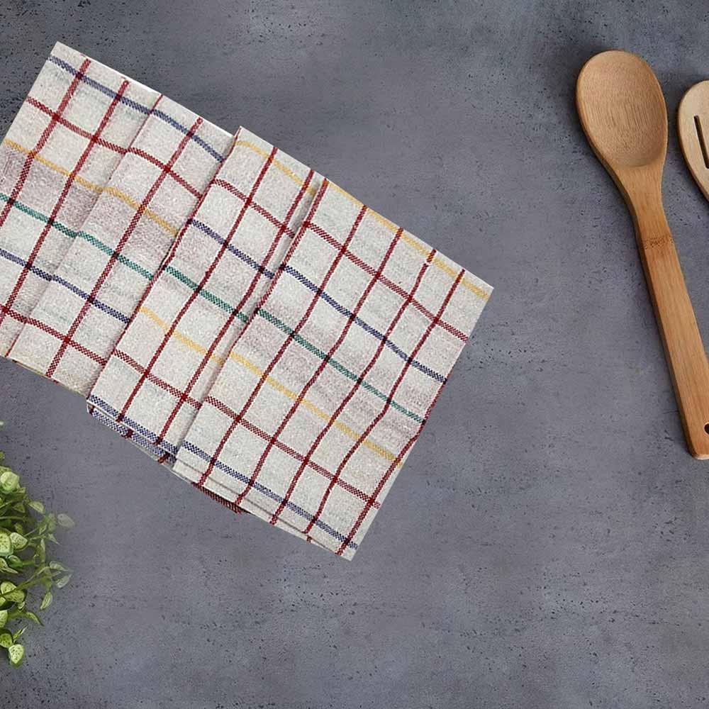 BYFT - Orchard Multi Checkered Tea Towel - Red/White - 4pcs