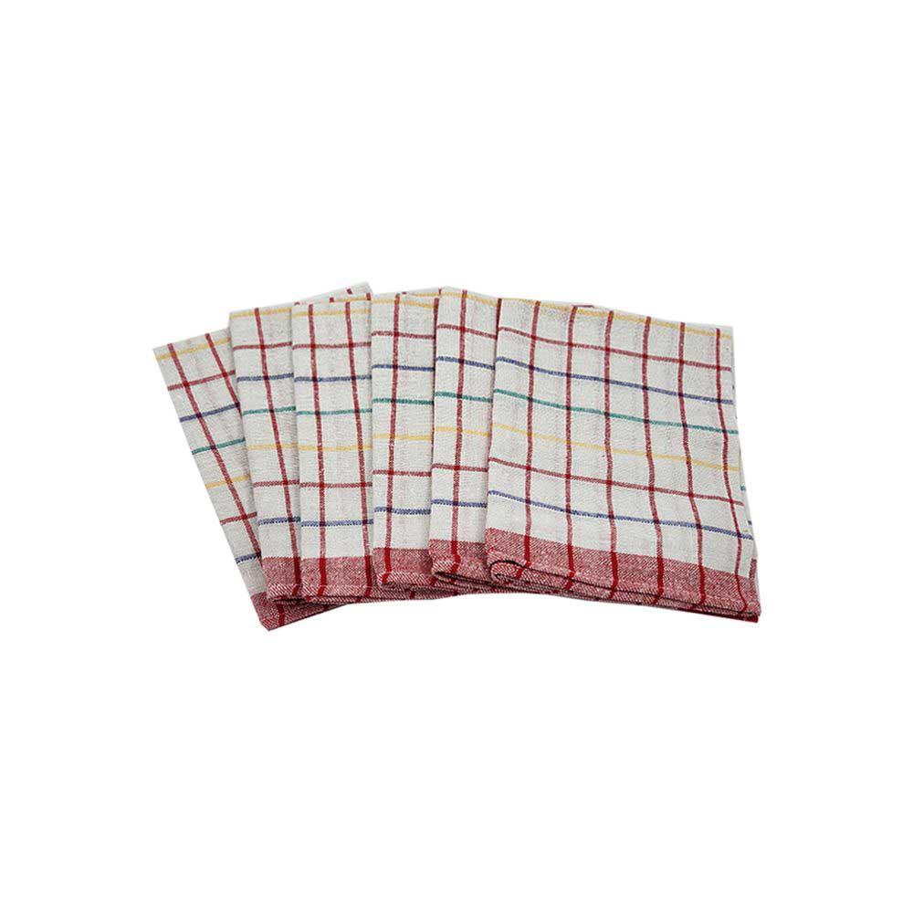 BYFT - Orchard Multi Checkered Tea Towel - Red/White - 6pcs