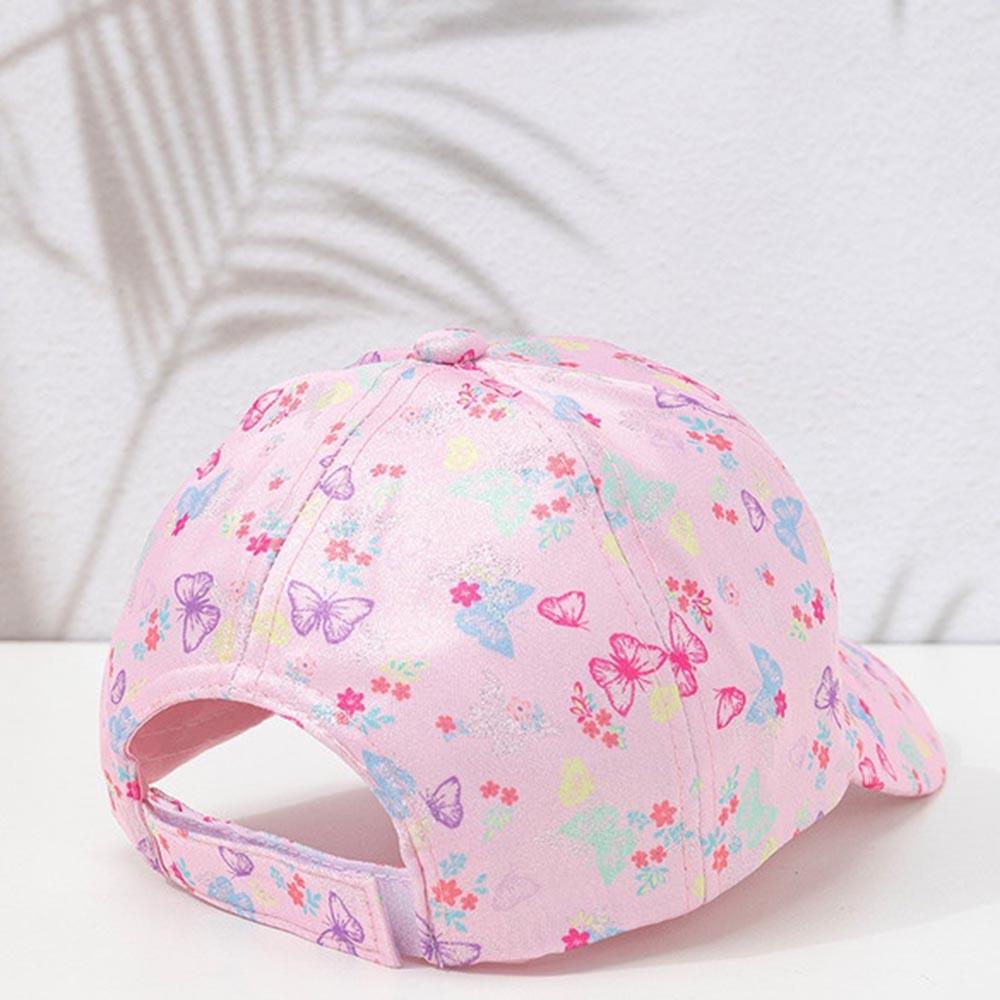 The Girl Cap - Butterfly Printed Cap - Pink