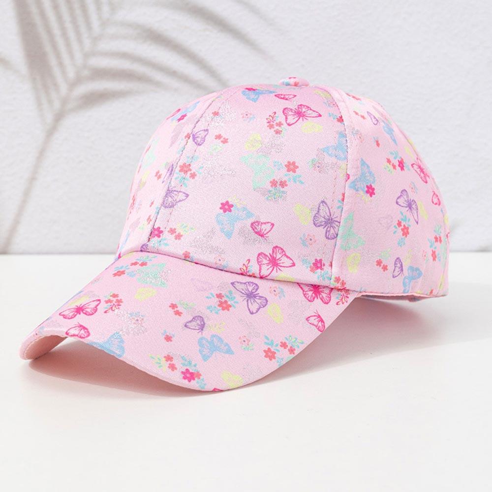 The Girl Cap - Butterfly Printed Cap - Pink