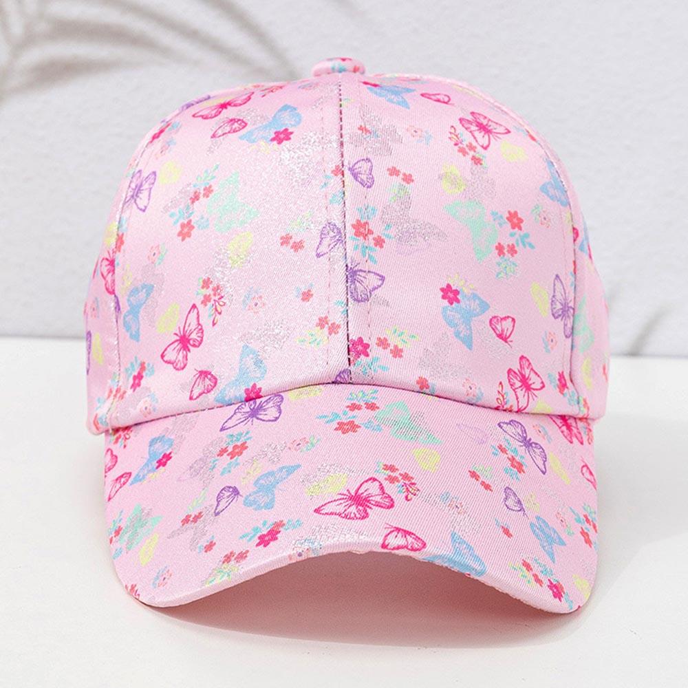 The Girl Cap - Butterfly Printed Cap - Pink