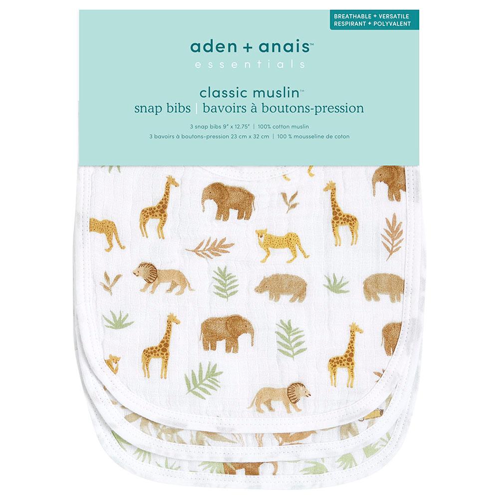 Aden + Anais - Cotton Muslin Baby Snap Bibs - Tanzania - Pack of 3