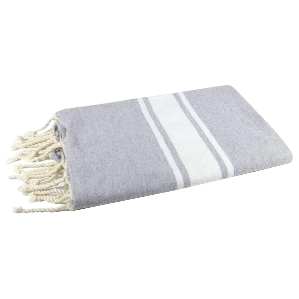 Hammam Corner - 100% Recycled Cotton Classic Beach Towel - Grey