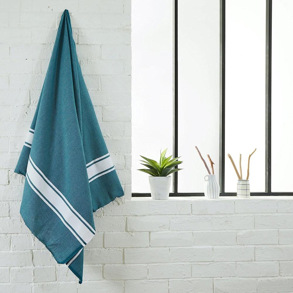 Hammam Corner - 100% Recycled Cotton Classic Beach Towel - Dark Green