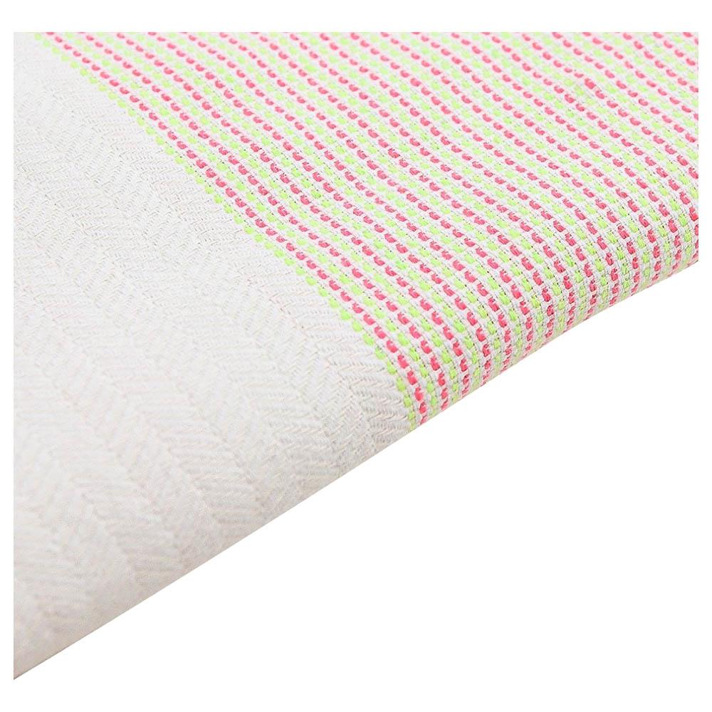 Hammam Corner - 100% Recycled Cotton Lux Beach Towel - Pink Granny