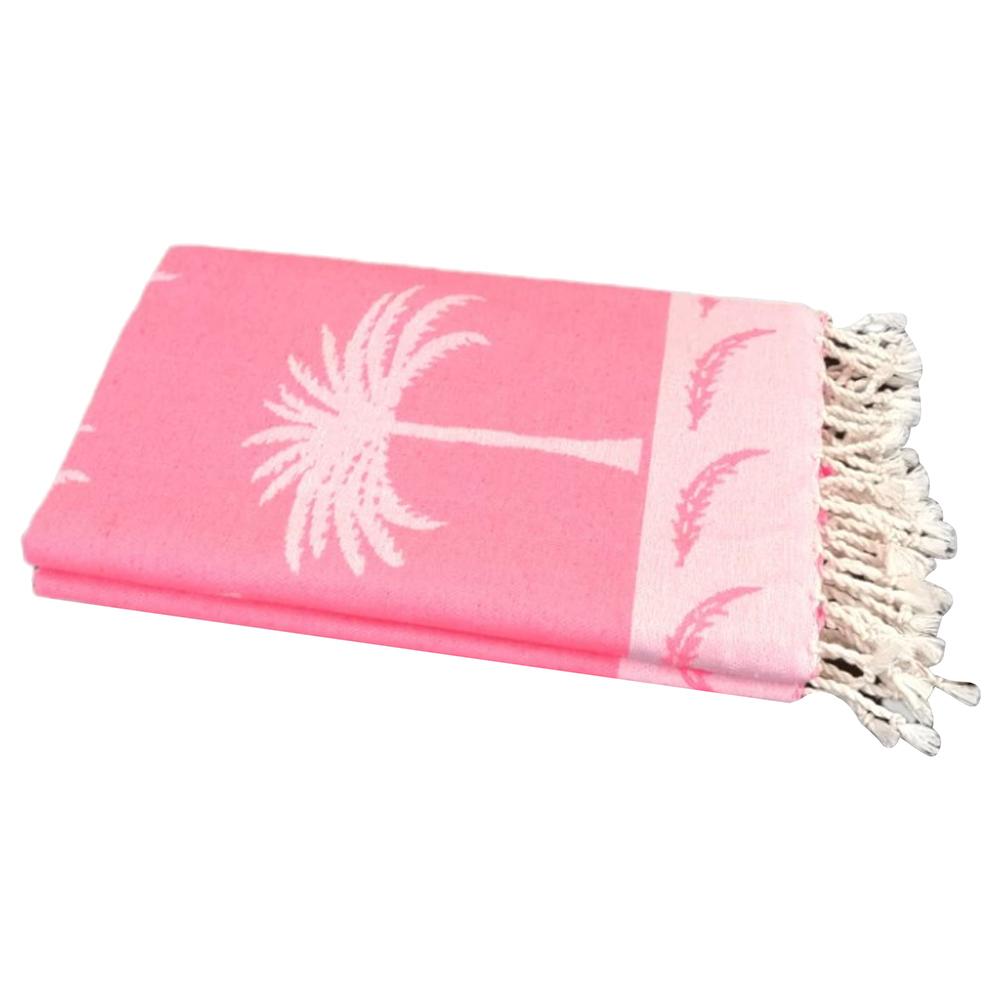 Hammam Corner - 100% Recycled Cotton Palm Beach Towel - Pink