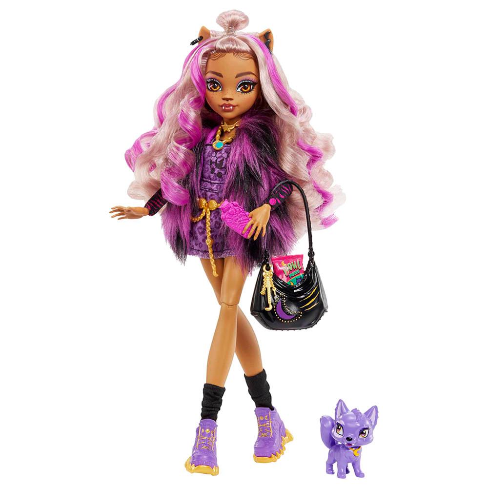 Mattel Games - Monster Posable Doll w/ Accessories & Pet Dog - Clawdeen Wolf