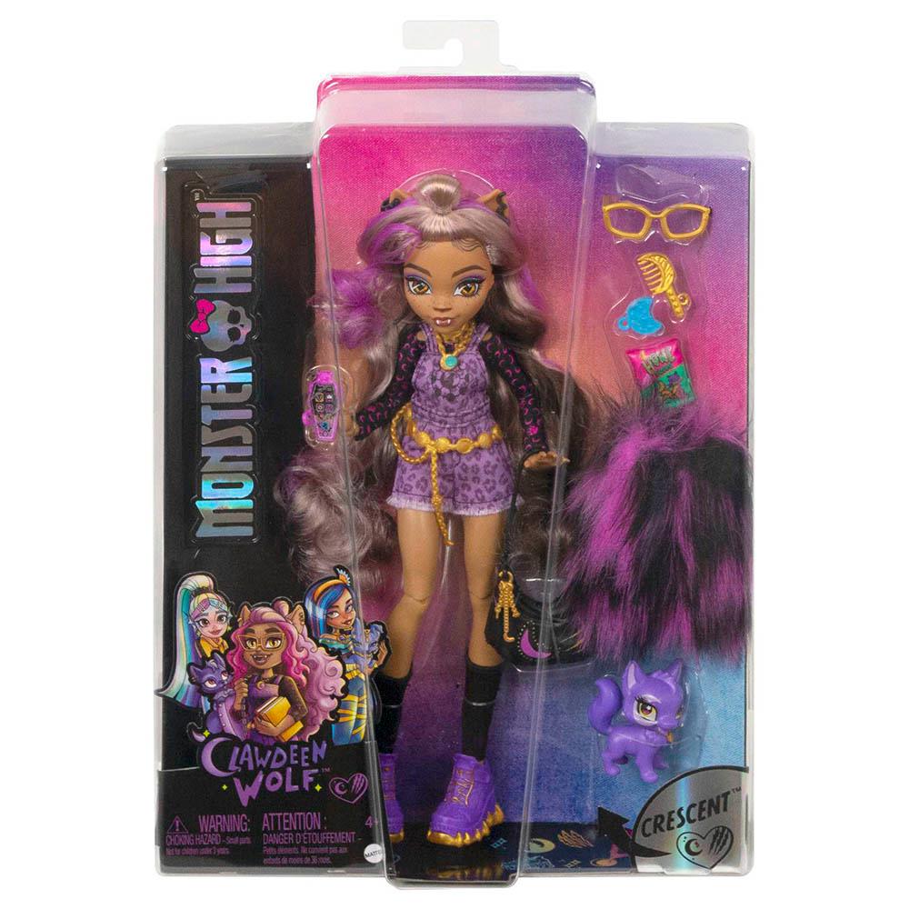 Mattel Games - Monster Posable Doll w/ Accessories & Pet Dog - Clawdeen Wolf