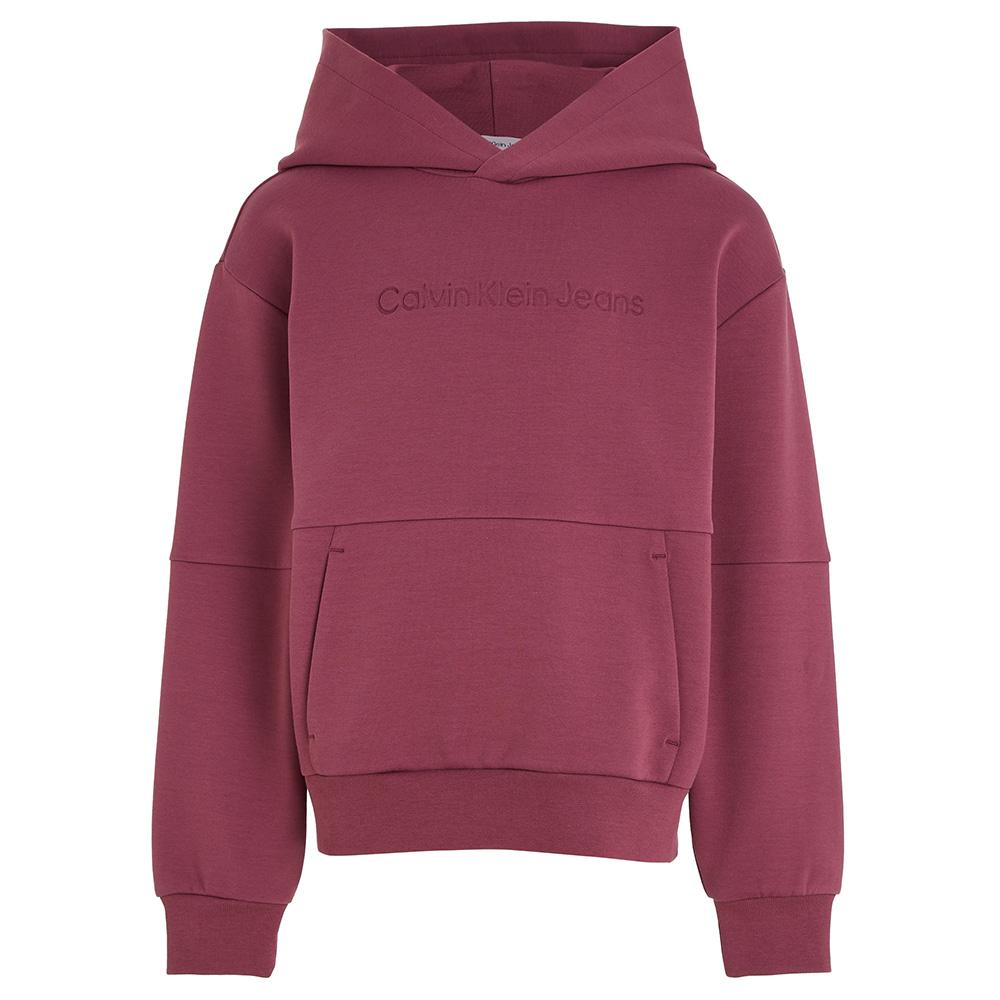 Calvin Klein - Spacer Debossed Logo Hooded Sweatshirt - Red