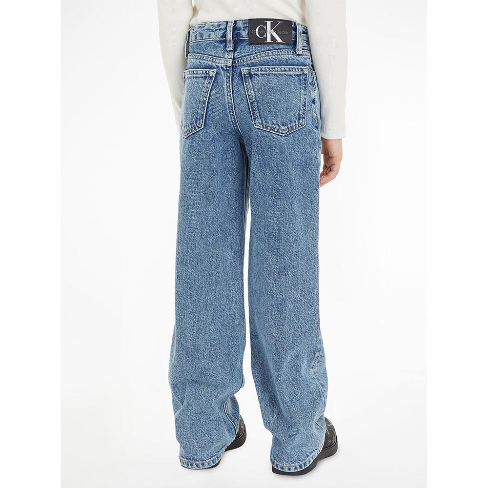 Calvin Klein - High Rise Wide Leg Jeans - Mid Blue Rigid