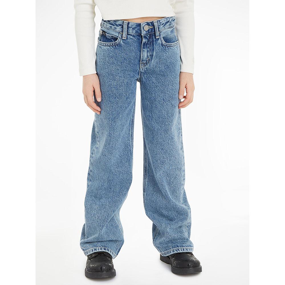 Calvin Klein - High Rise Wide Leg Jeans - Mid Blue Rigid