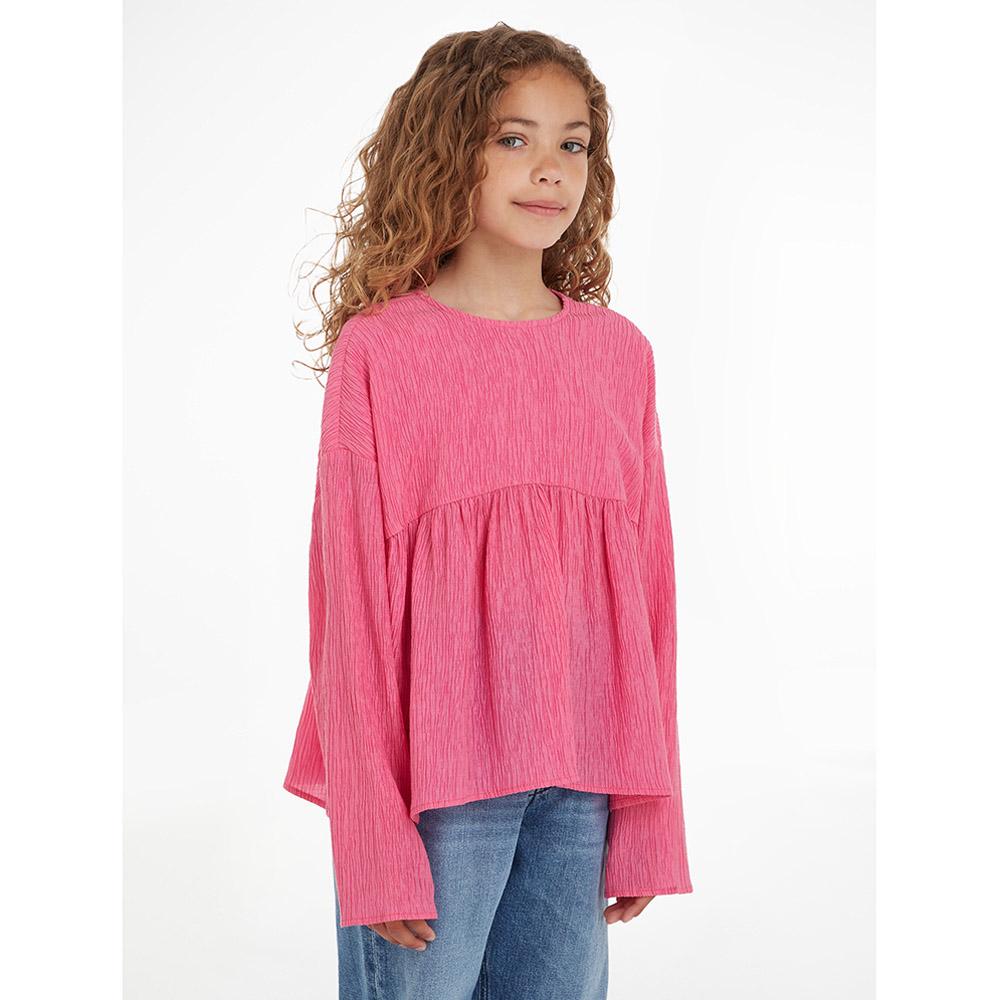 Calvin Klein - Crinkle Short Sleeve Top - Pink