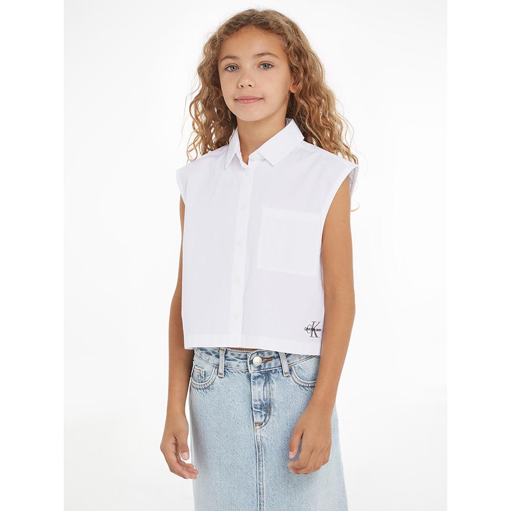 Calvin Klein - Monogram Off Placed Sleeveless Shirt - White