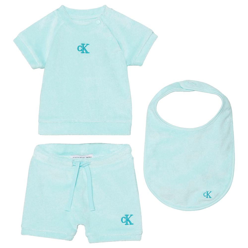 Calvin Klein - 3pc-Set - Toweling Top, Shorts And Bib - Blue