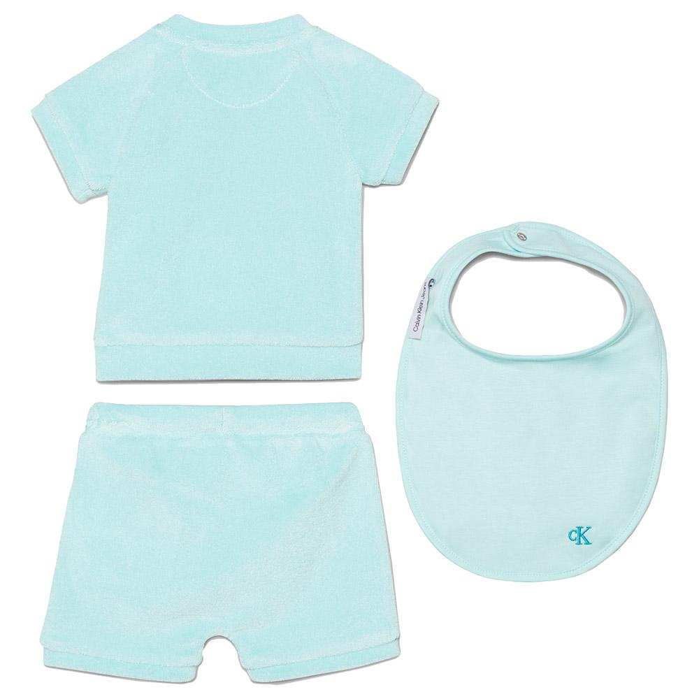 Calvin Klein - 3pc-Set - Toweling Top, Shorts And Bib - Blue