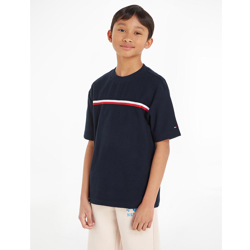 Tommy Hilfiger - Global Stripe Pique Short Sleeves Tee - Blue