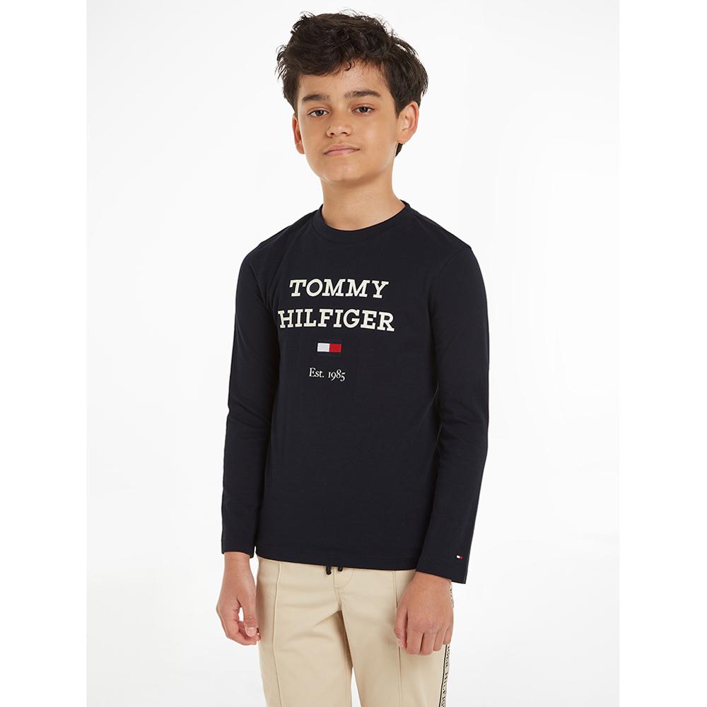 Tommy Hilfiger - TH Logo Print Long Sleeve Tee - Blue