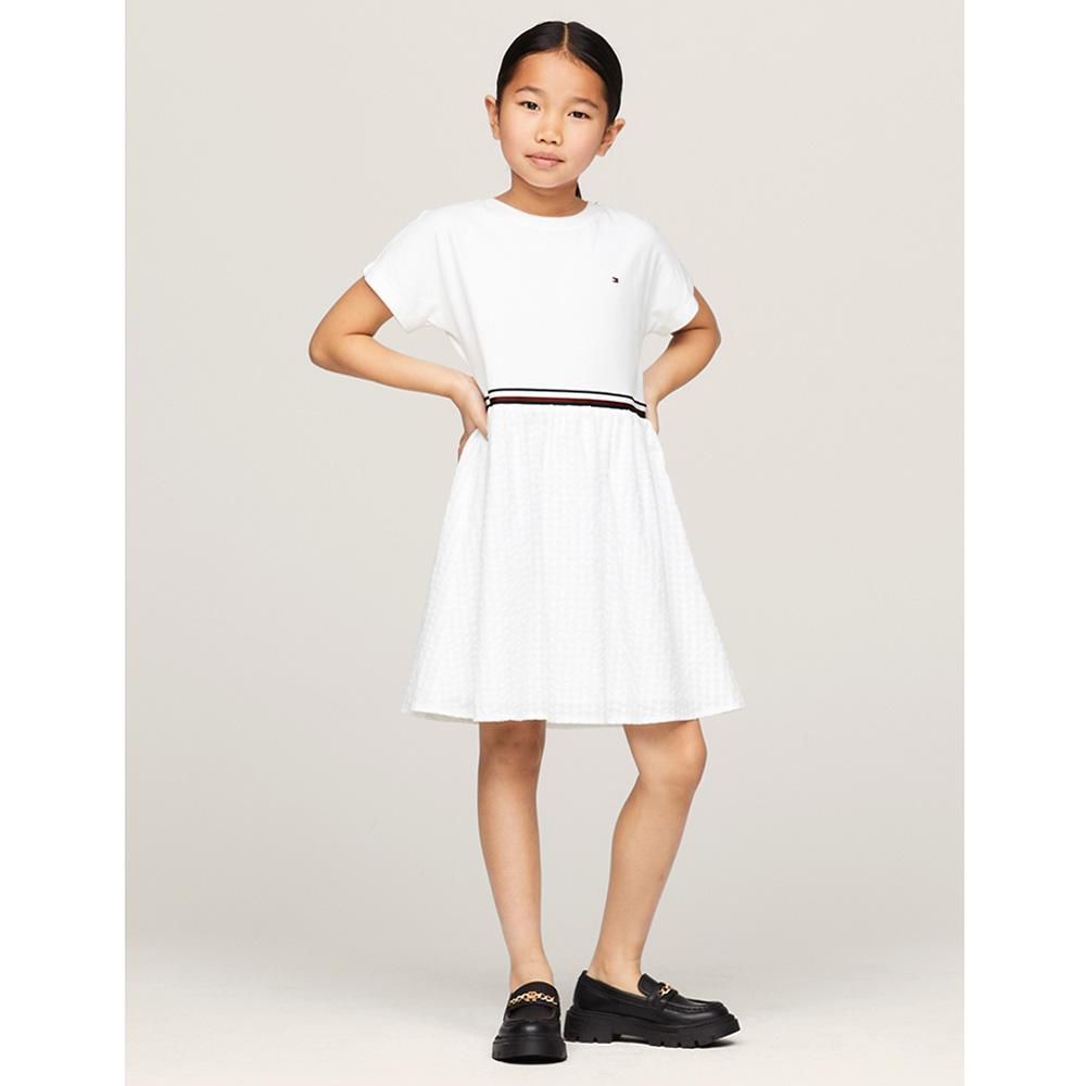 Tommy Hilfiger - Global Striped Relaxed Waistband Dress - White