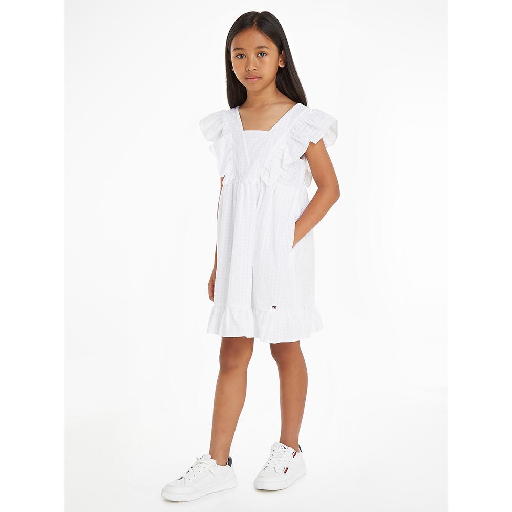 Tommy Hilfiger - Seersucker Frill Fit And Flare Dress - White