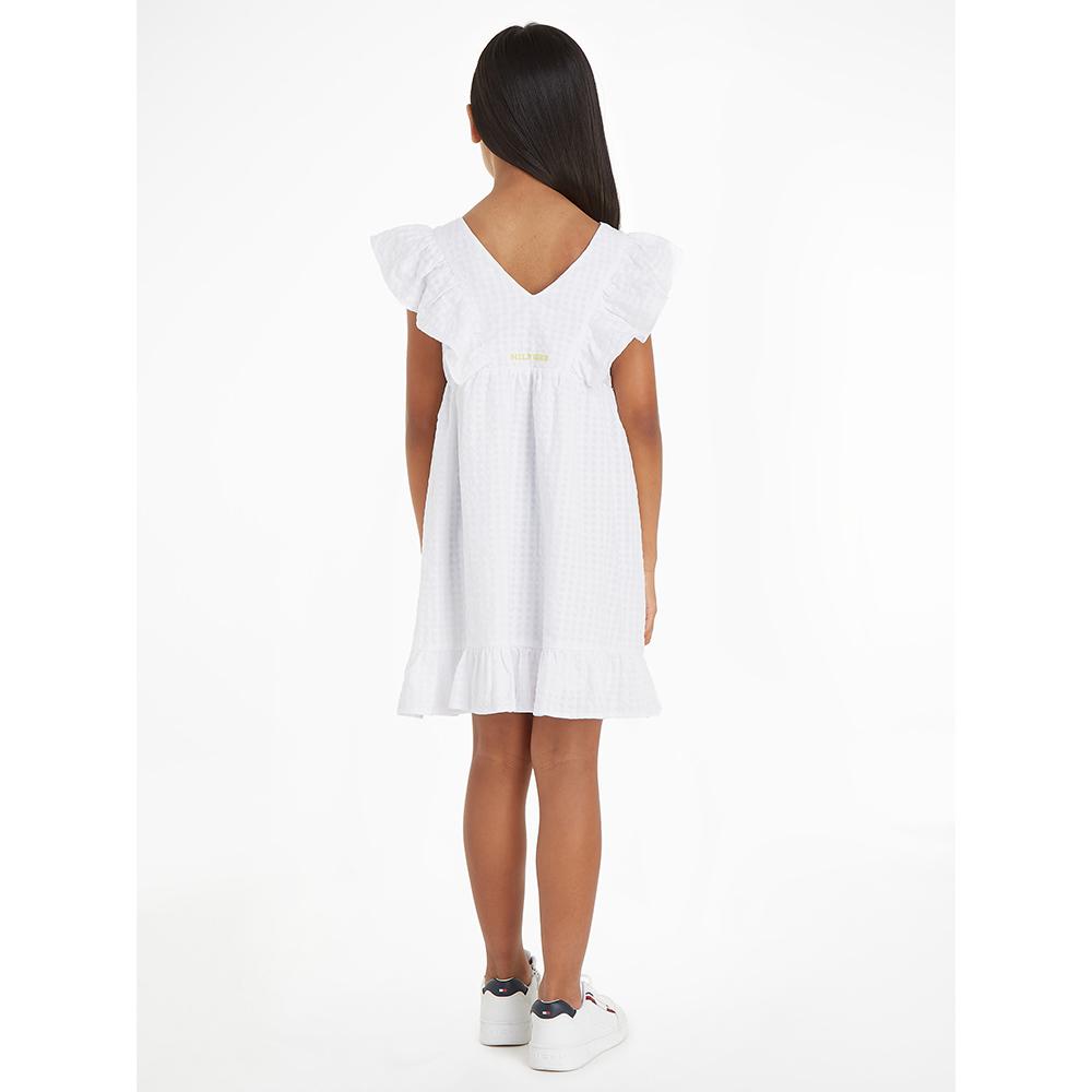 Tommy Hilfiger - Seersucker Frill Fit And Flare Dress - White