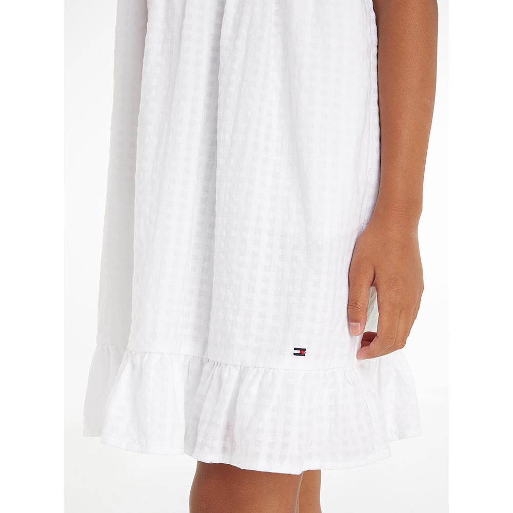 Tommy Hilfiger - Seersucker Frill Fit And Flare Dress - White