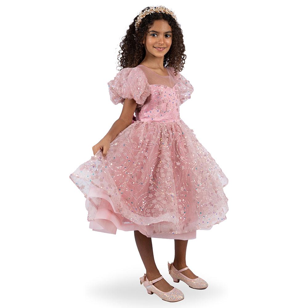 D' Daniela - Girls Balloon Sleeves Katherina Dress - Dark Pink