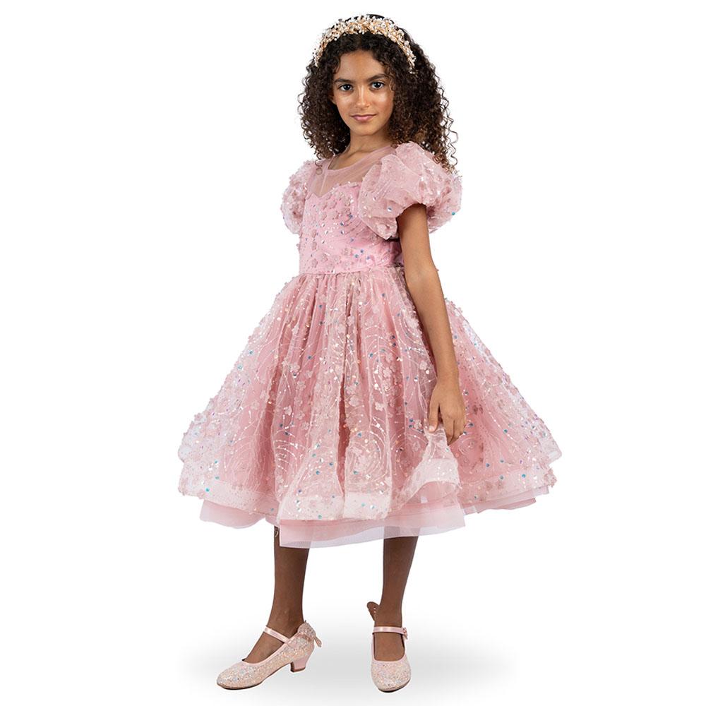 D' Daniela - Girls Balloon Sleeves Katherina Dress - Dark Pink