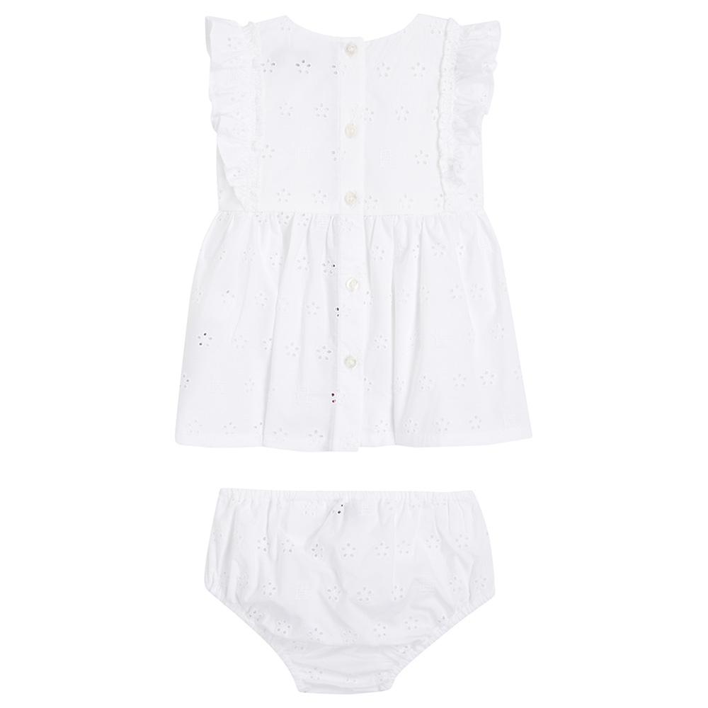 Tommy Hilfiger - Baby Girl's Broderie Anglaise Dress And Brief - White