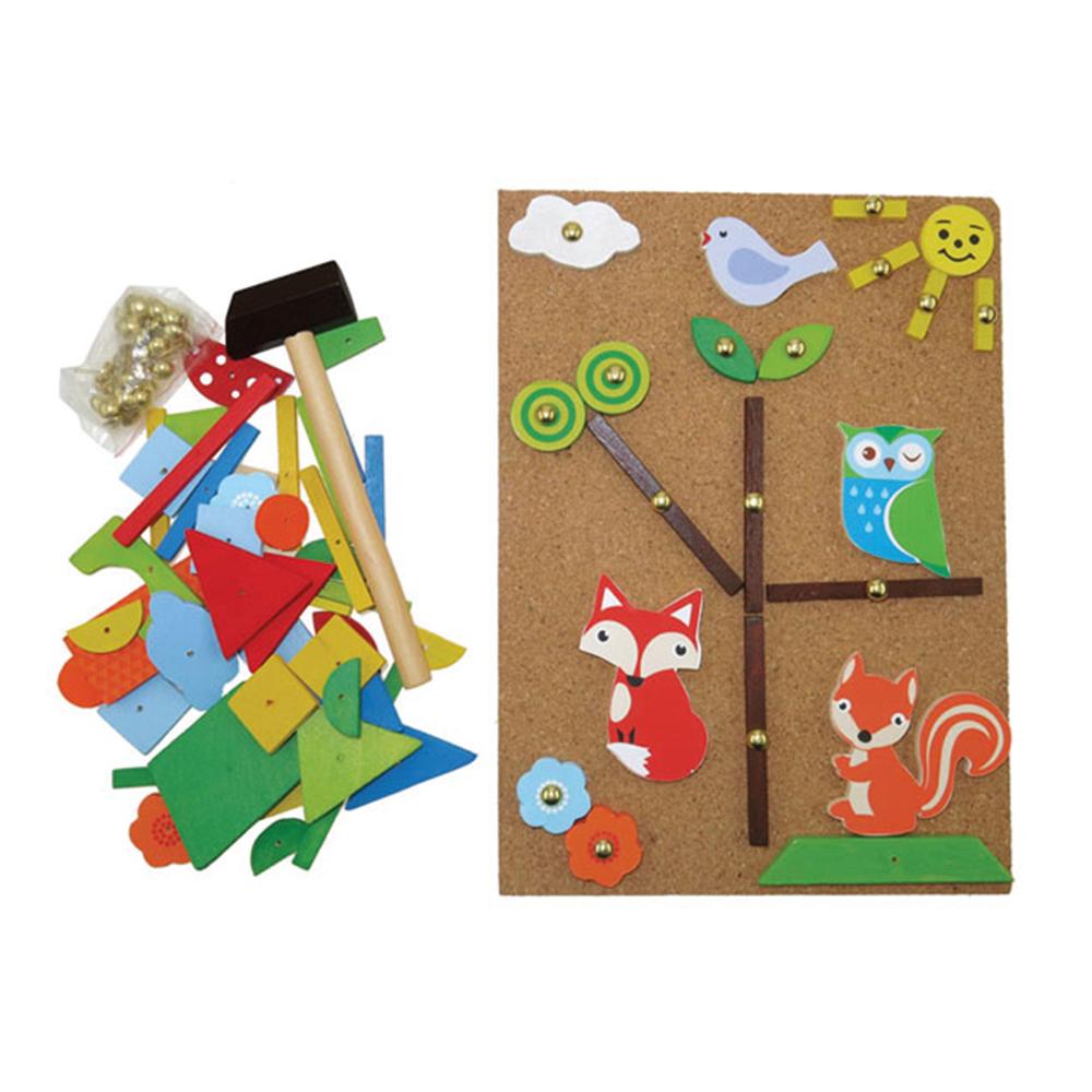 Andreu Toys - Wooden Pin-Cork Forest Friends Tap A Shape Set