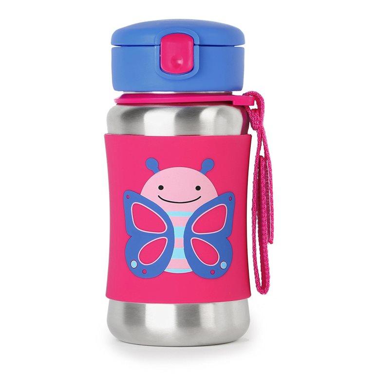 SkipHop Zoo Stainless Steel Straw Bottle 350ml - Butterfly