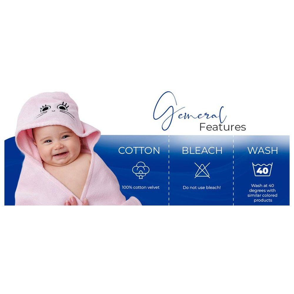 Milk&Moo - Canchin Rabbit Velvet Hooded Baby Towel - Pink