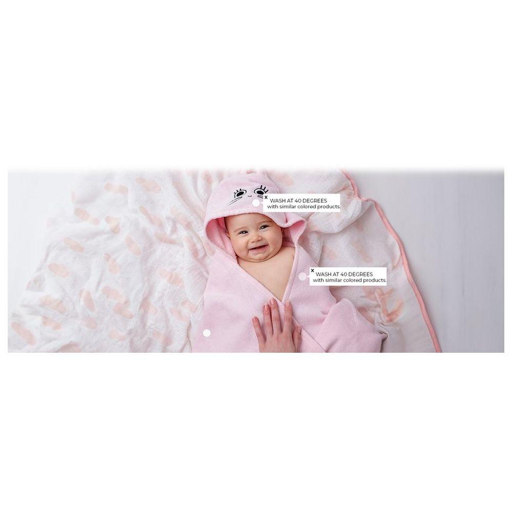 Milk&Moo - Canchin Rabbit Velvet Hooded Baby Towel - Pink