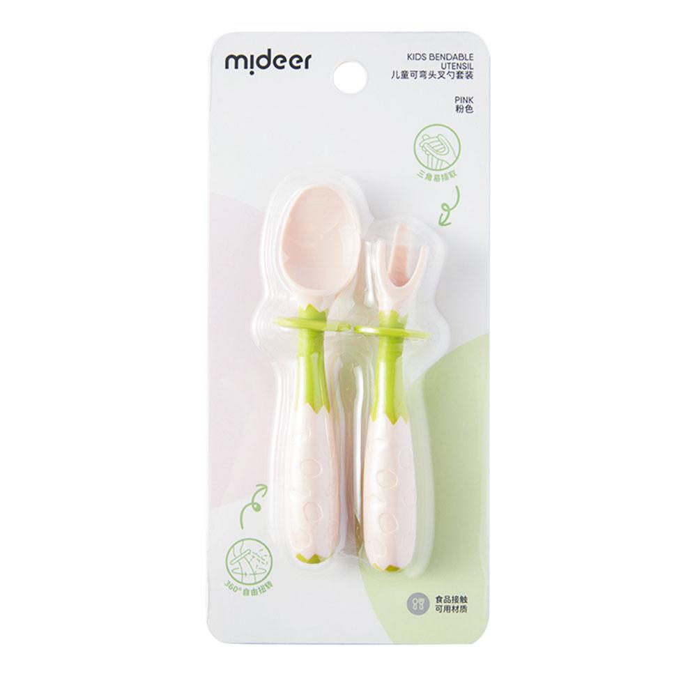 Mideer - Bendable Cutlery For Kids - 2pcs - Pink