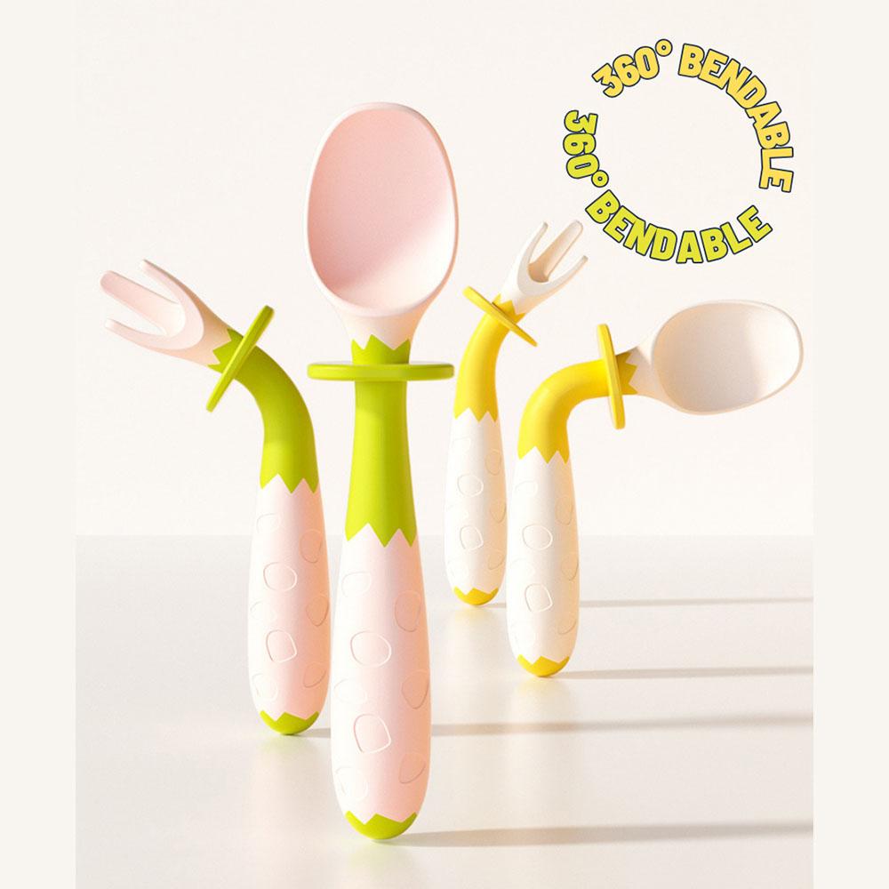 Mideer - Bendable Cutlery For Kids - 2pcs - Pink