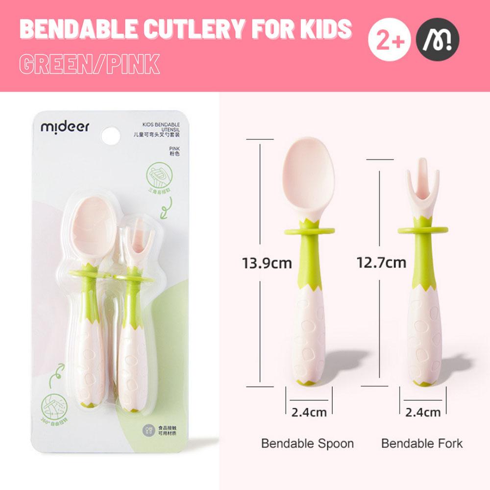 Mideer - Bendable Cutlery For Kids - 2pcs - Pink