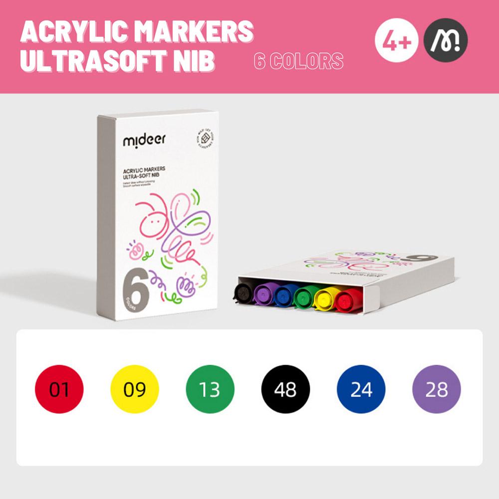 Mideer - Acrylic Markers Ultra Soft - 6pcs