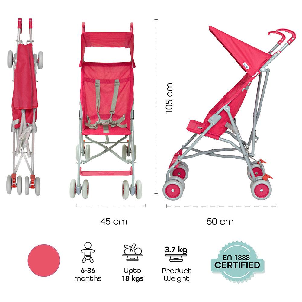 Moon - Jet Ultra Lightweight Foldable Buggy Stroller - Pink