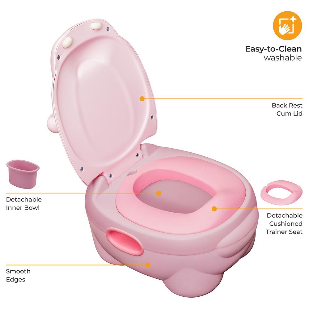 Moon - Baby Hippo Potty With PU Cushion - Pink