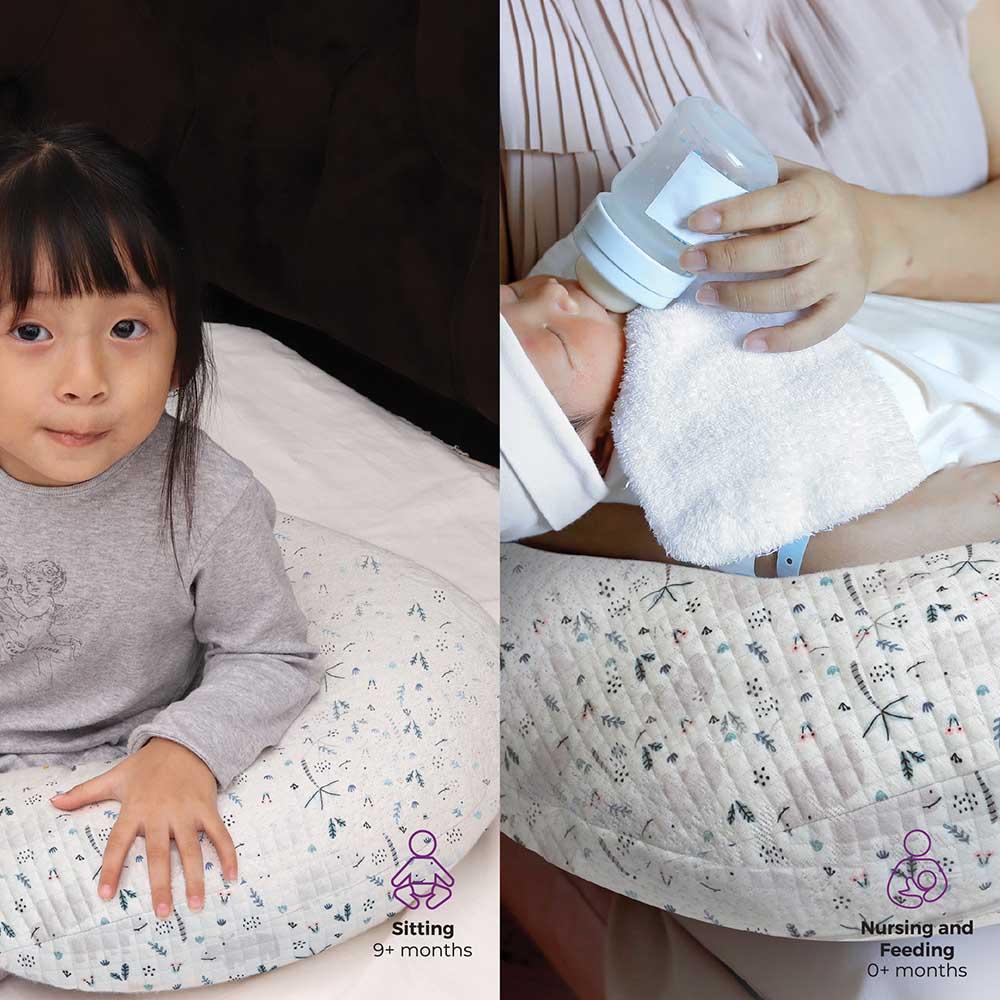 Moon - Portable Breast Feeding Pillow w/ Zippered Cover- Hippo