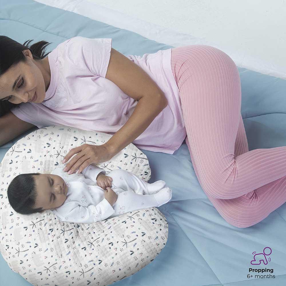 Moon - Portable Breast Feeding Pillow w/ Zippered Cover- Hippo