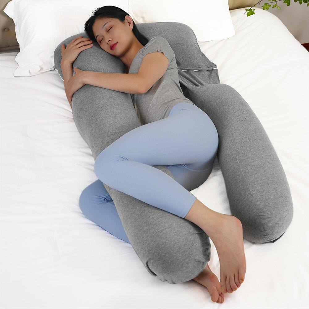 Moon - U Shaped Maternity Pillow w/ Back Support - Light Grey