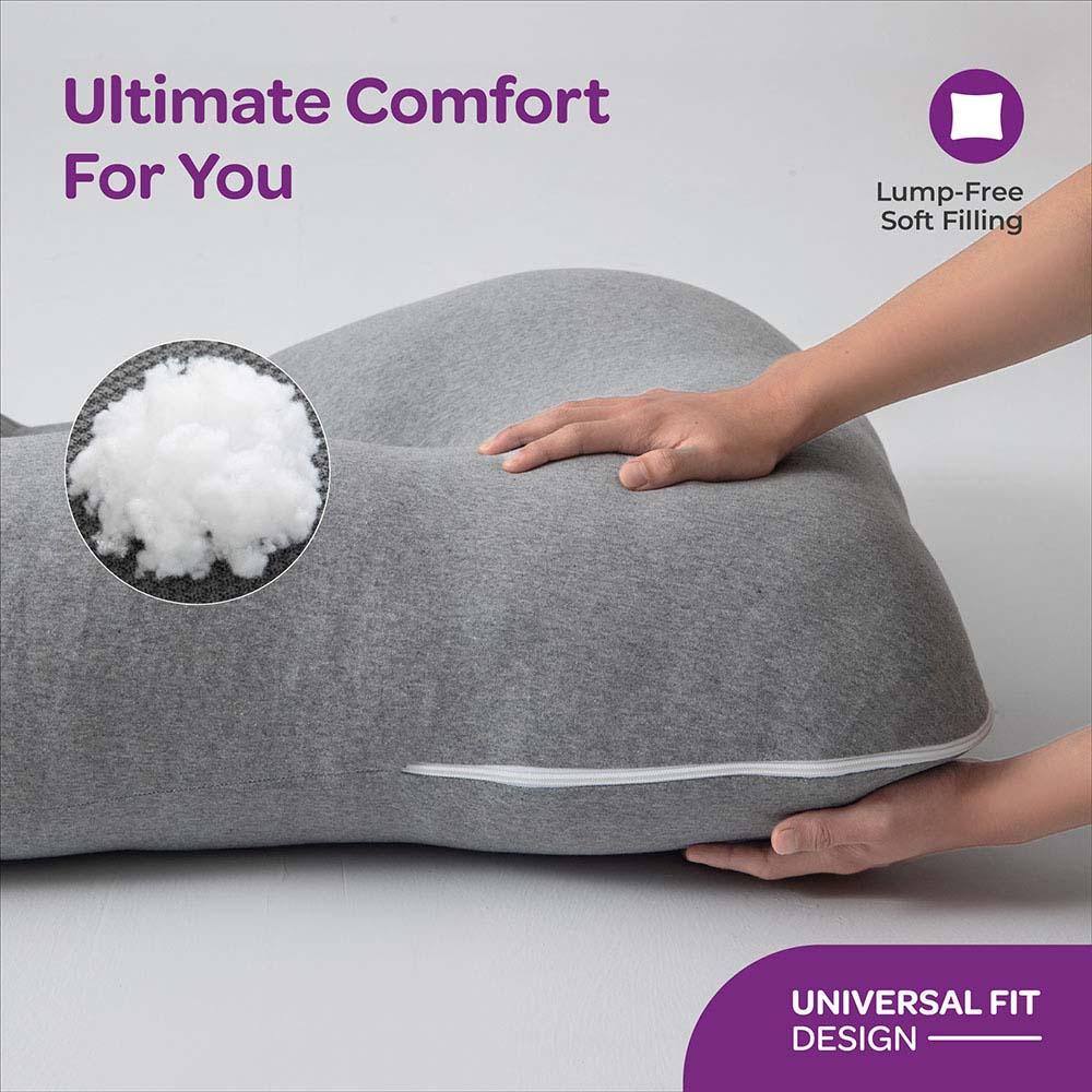 Moon - U Shaped Maternity Pillow w/ Back Support - Light Grey